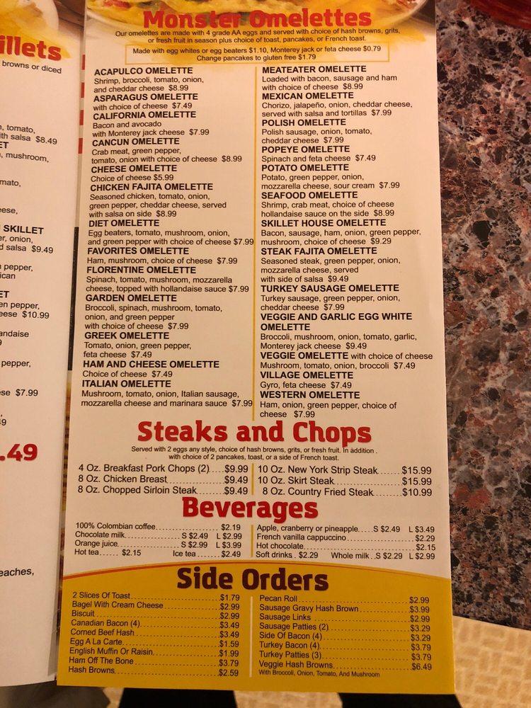 Menu at Skillet House restaurant, Oak Lawn, S Cicero Ave