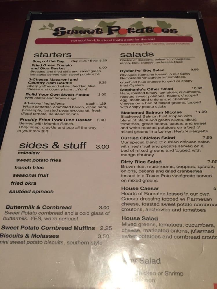 Menu at Sweet Potatoes restaurant, WinstonSalem