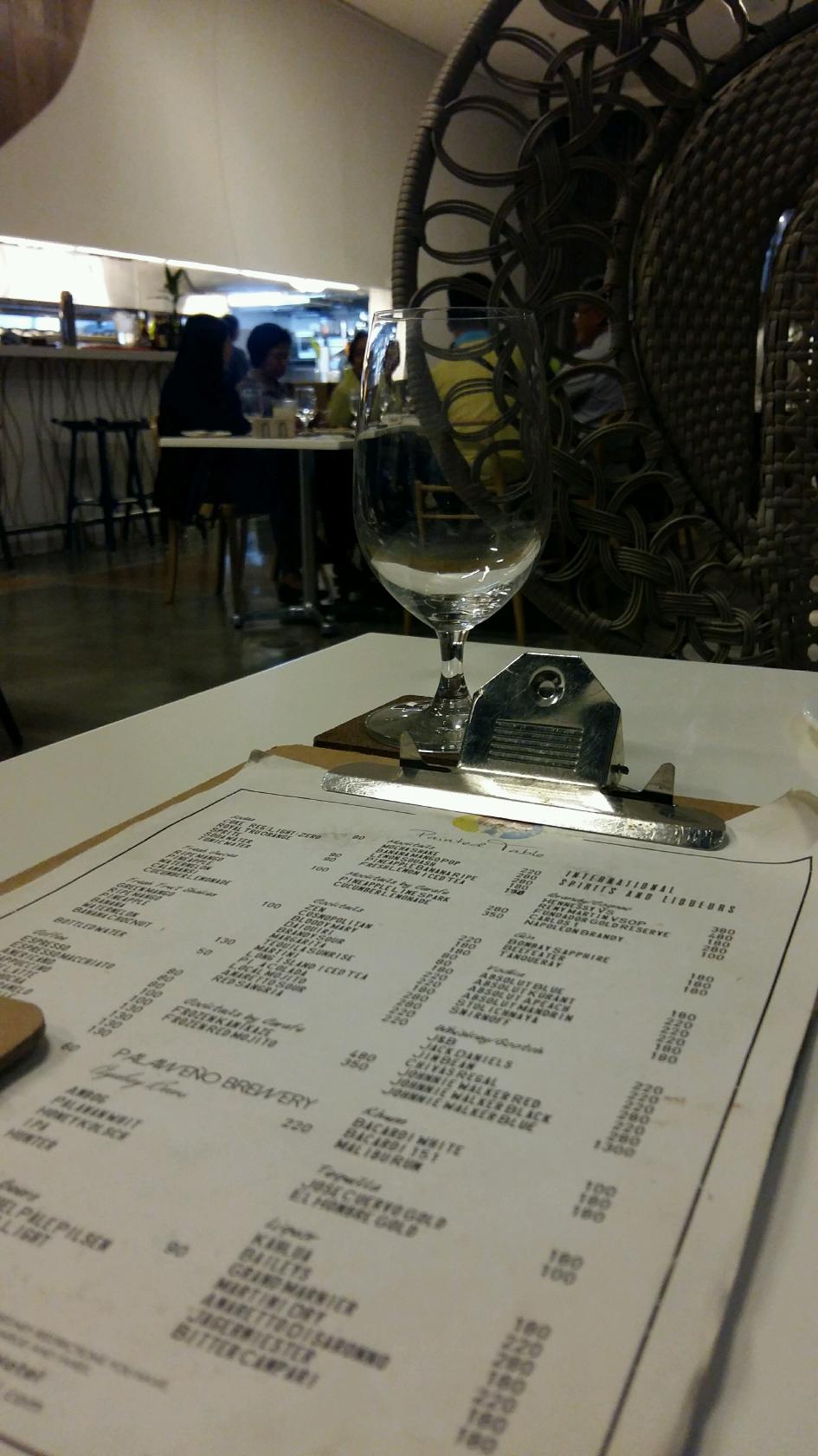 Menu at Painted Table restaurant, Puerto Princesa