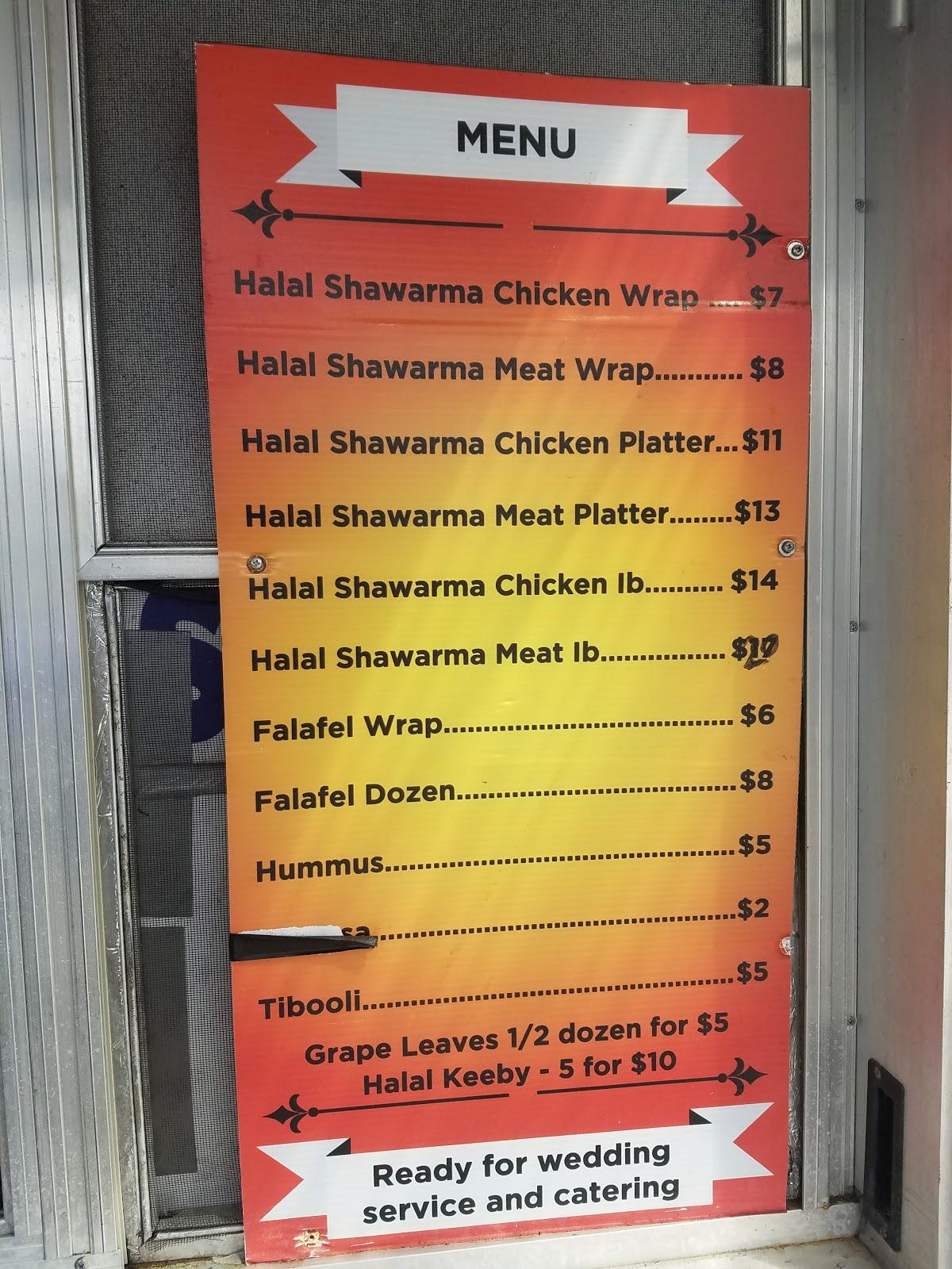 Menu at Shawarma Asham restaurant, Tampa, E Busch Blvd