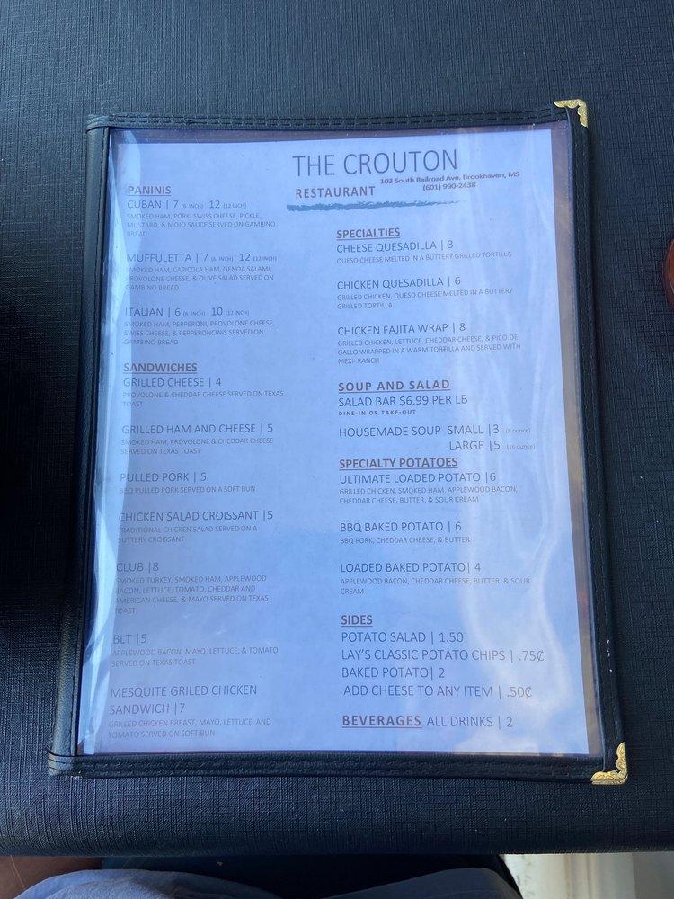 Menu at The Crouton restaurant, Brookhaven