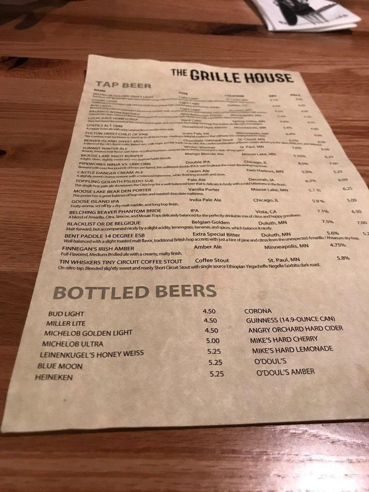 Menu at The Grille House restaurant, Hinckley