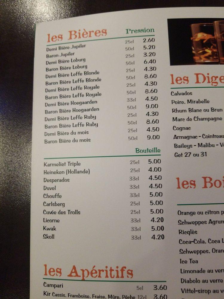 Menu at Bar Le Centre, Épernay