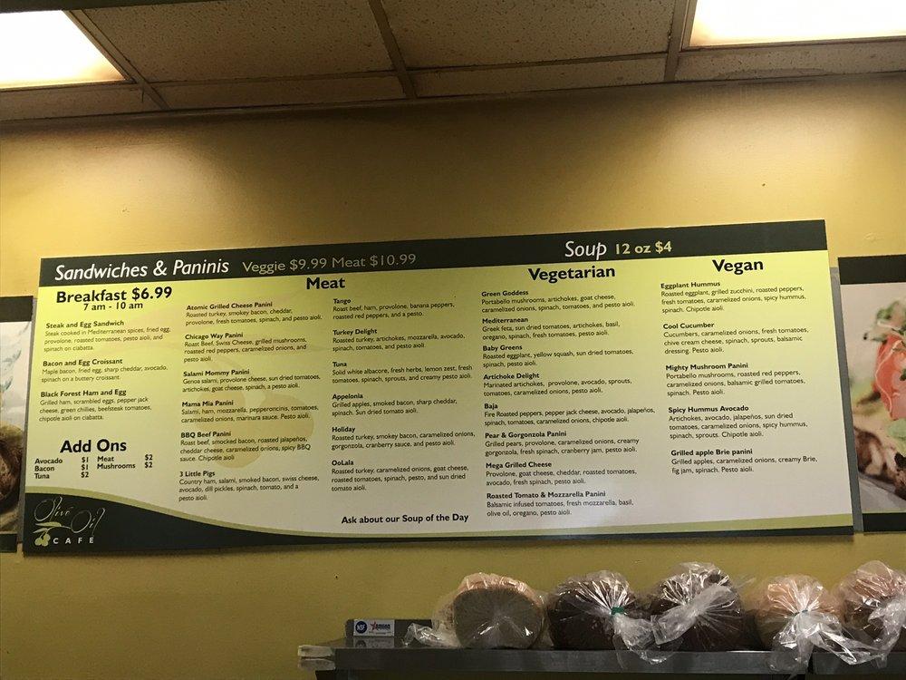 Menu at Olive Oil Cafe, San Diego, Campanile Dr