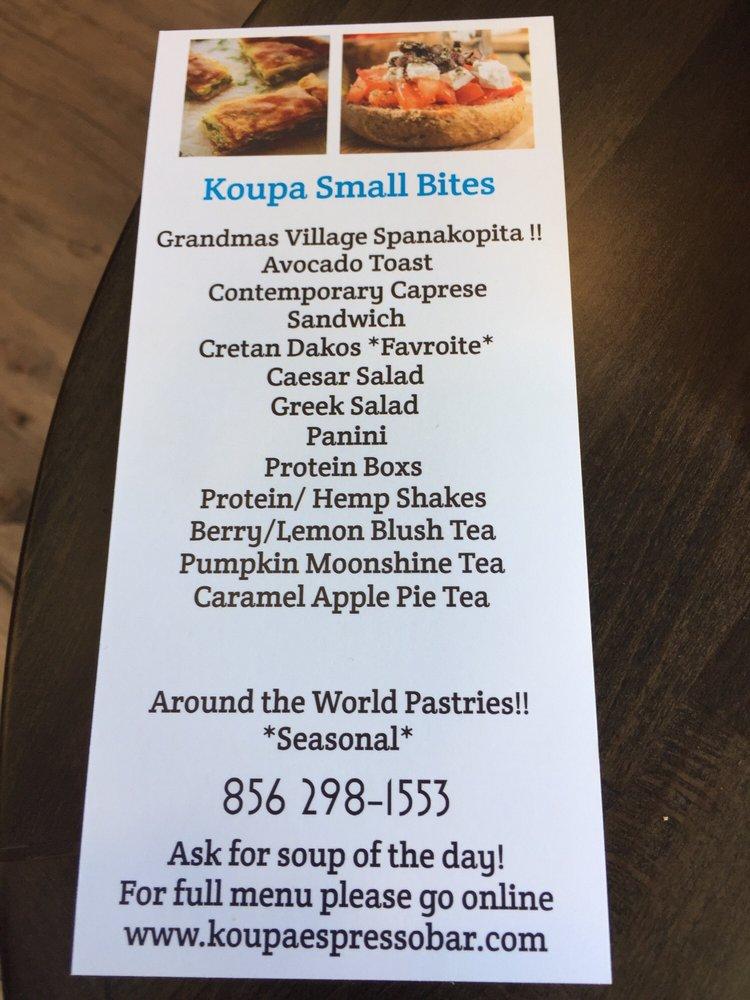 Menu at KOUPA EPRESSO BAR, Haddon Township