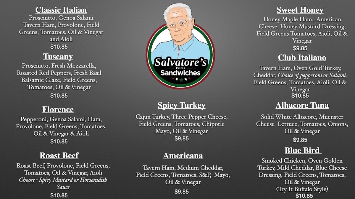 Menu at Salvatore’s Prime Sandwiches, Sanford
