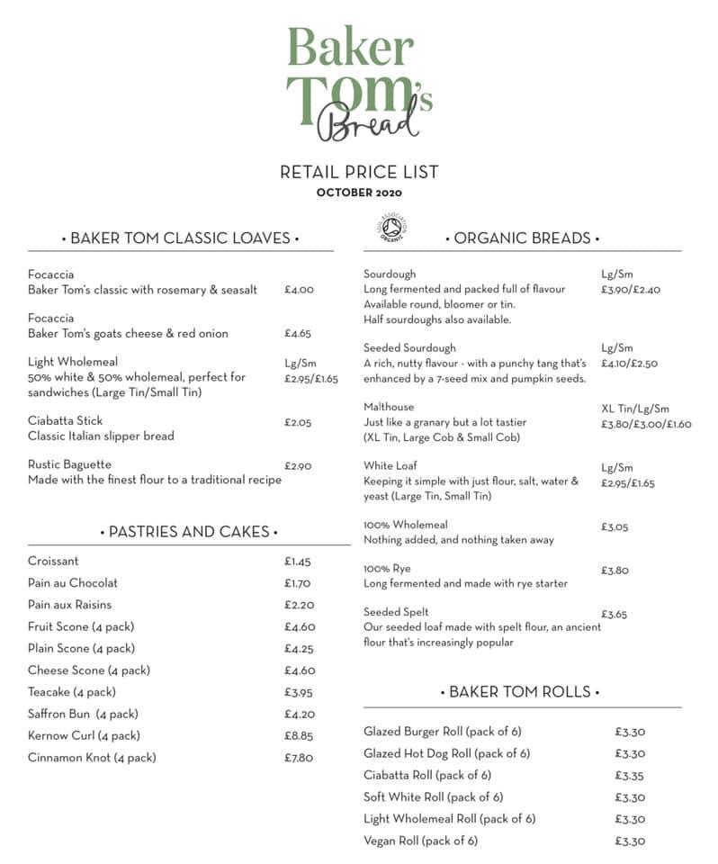 Menu at Hilltop Farm Shop cafe, Camelford