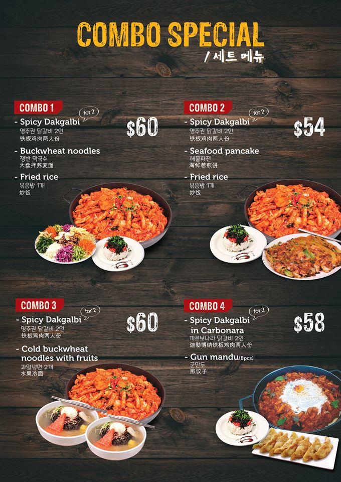 Menu at PR Korean Restaurant, Lidcombe