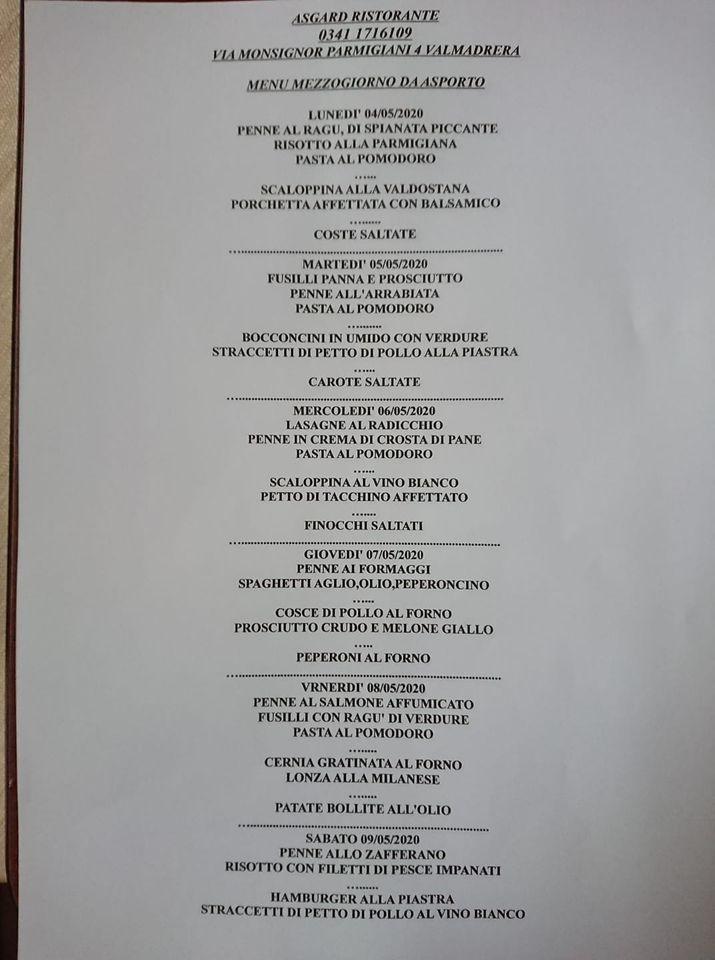 Menu di Asgard Ristopizza 