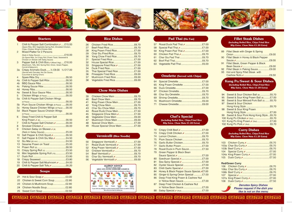 Menu at Imperial Chinese Takeaway fast food, Heswall