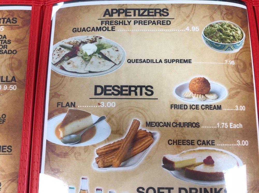 Menu at Johnny's Taco Shop restaurant, Pahrump