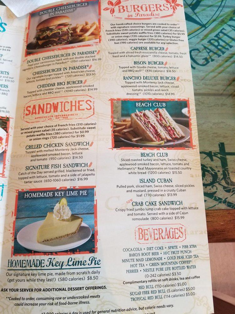 Menu at Margaritaville - Cleveland pub & bar, Cleveland