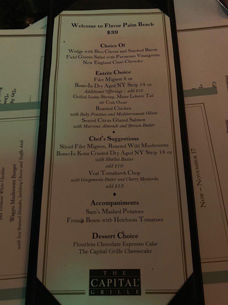 Menu at The Capital Grille pub & bar, Palm Beach Gardens