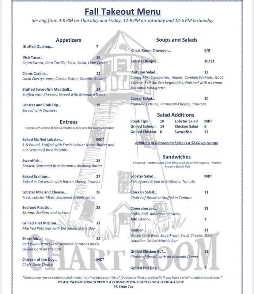 Menu at Chart Room restaurant, Bourne, 1 Shipyard Ln