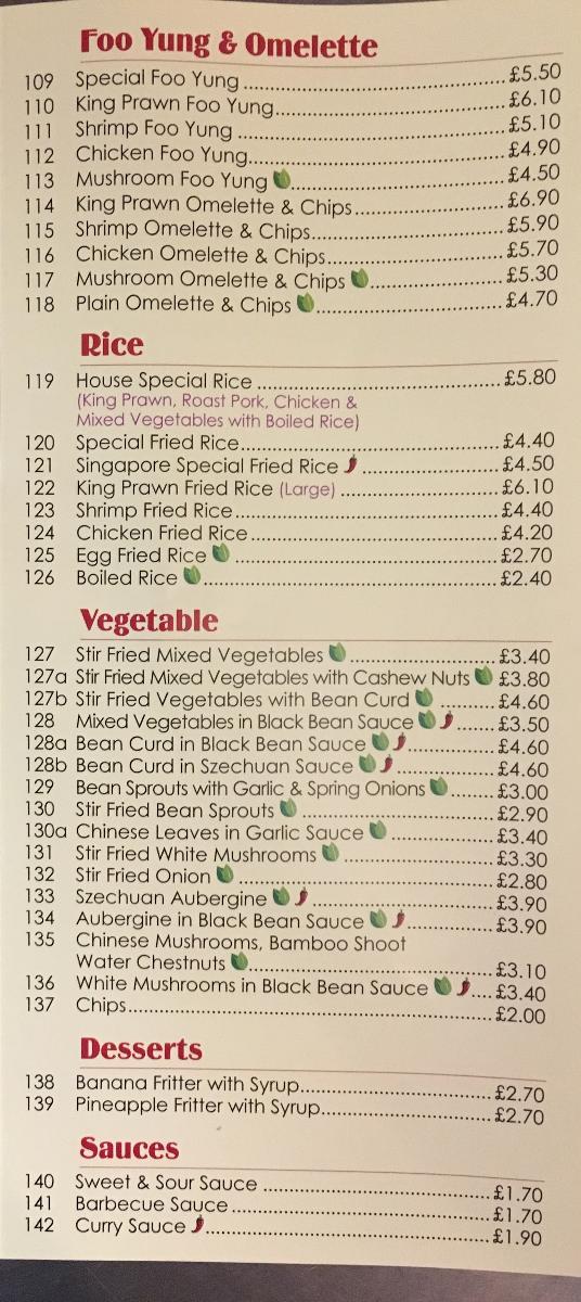 Menu at Jasmine fast food, ShorehambySea