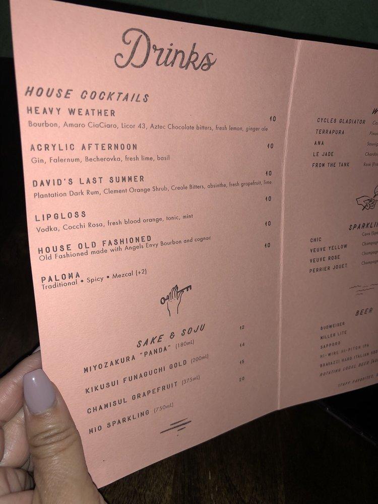Menu at Rosemary & Beauty Queen pub & bar, Nashville