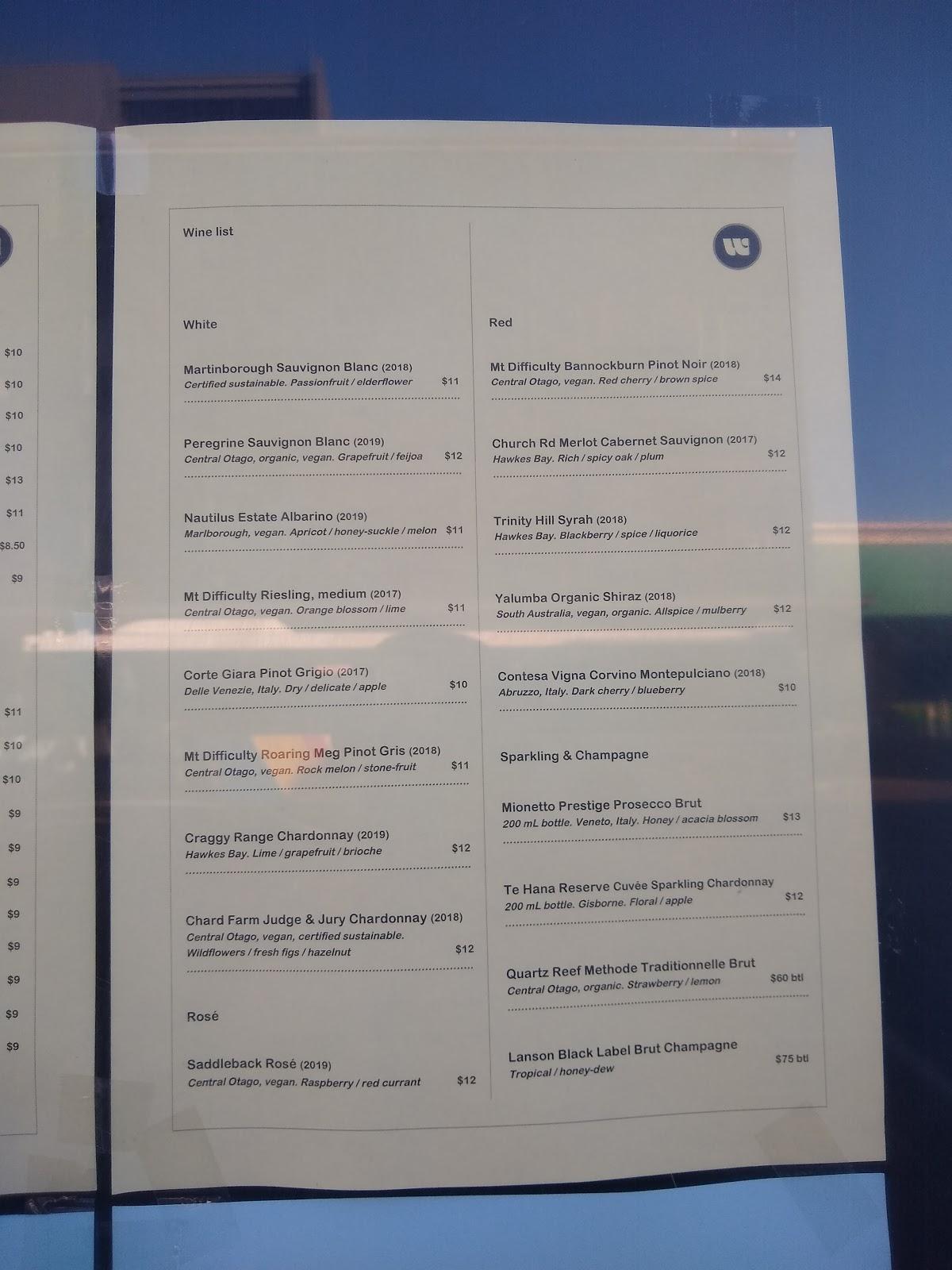 Menu at Woof! pub & bar, Dunedin
