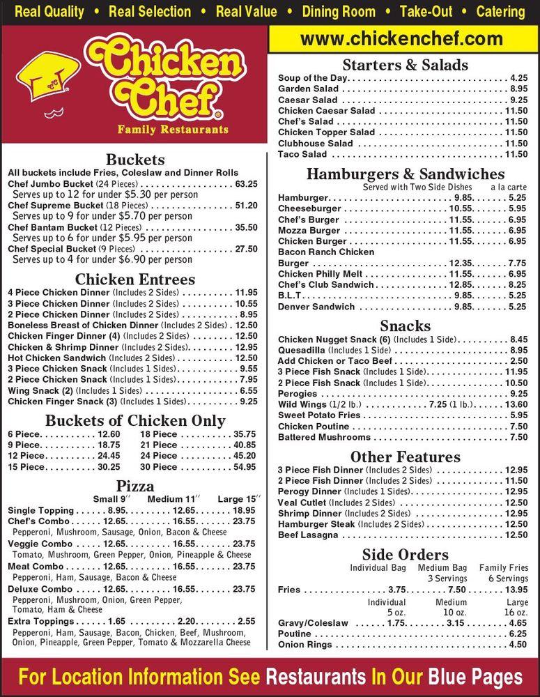 Menu at Chicken Chef restaurant, Morden