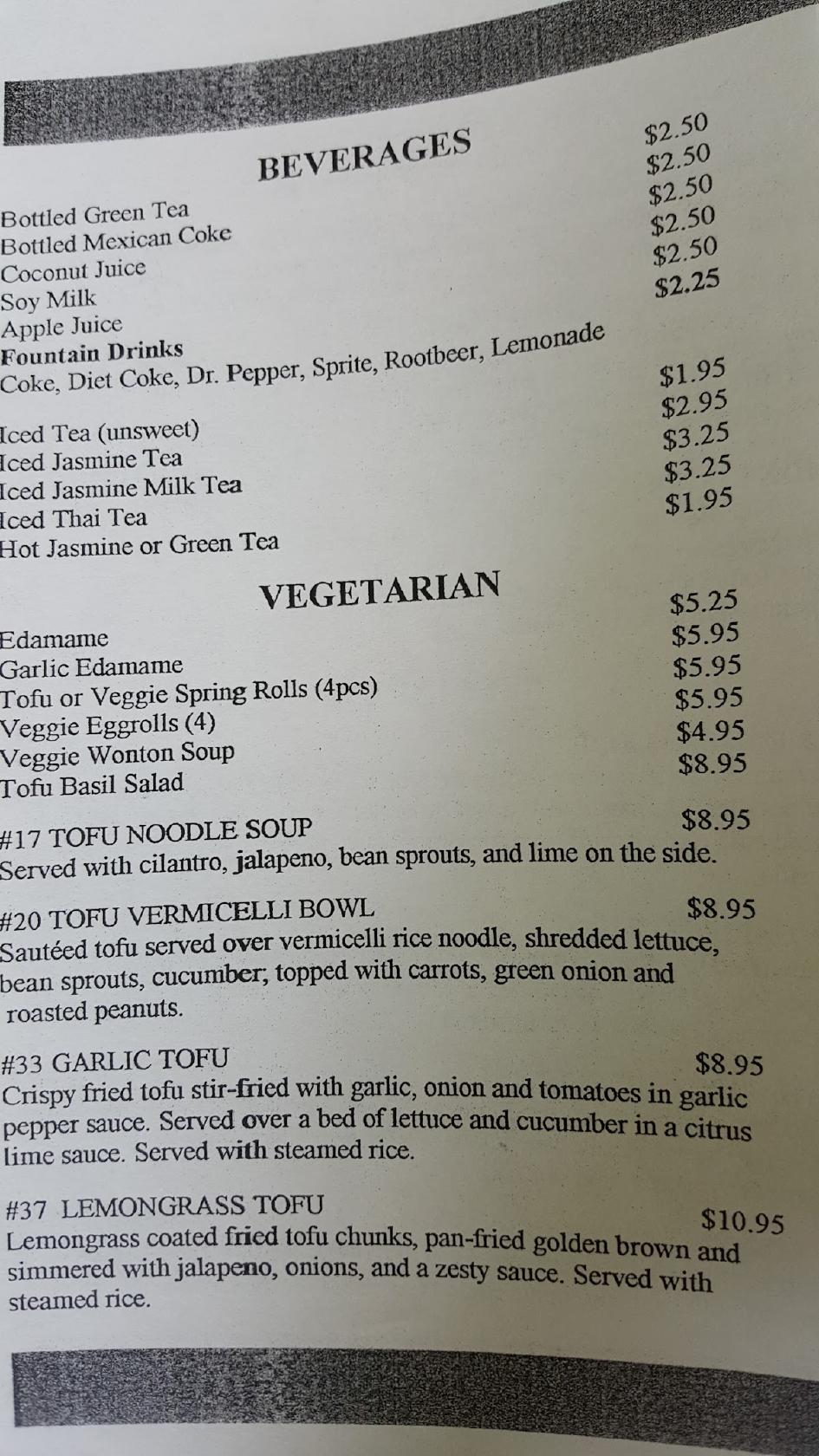 Menu at Pho Life restaurant, Corpus Christi