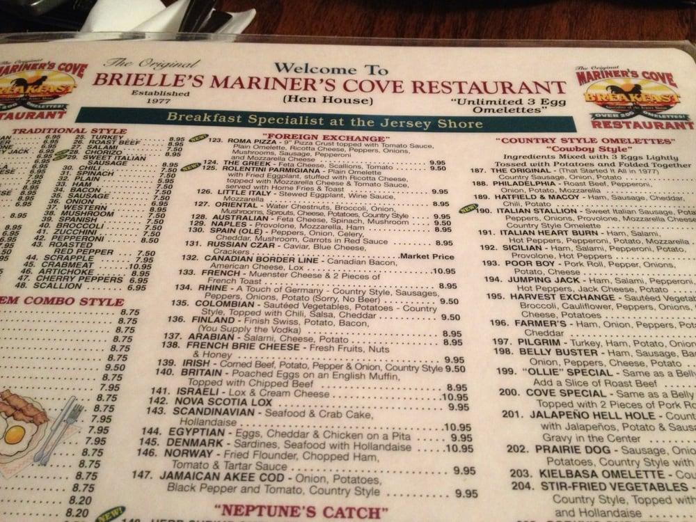 Menu at Mariner's Cove Restaurant, Brielle