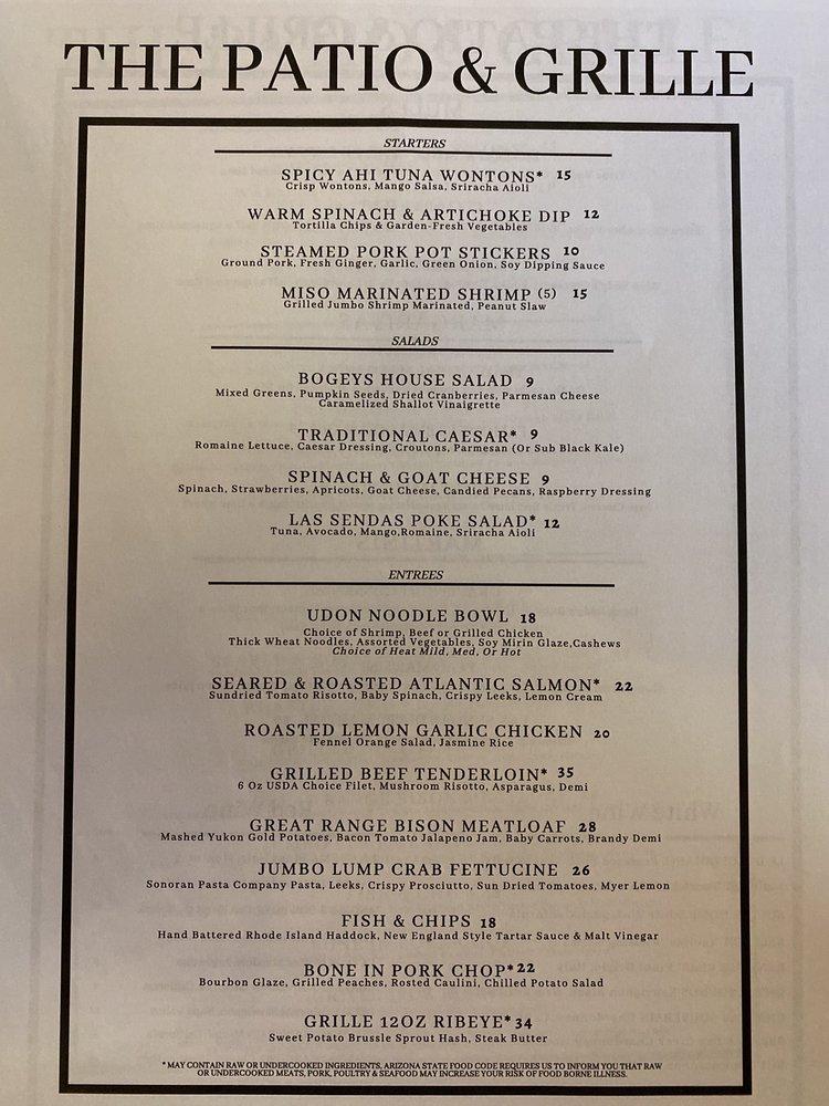 Menu at Las Sendas Golf Club, Mesa