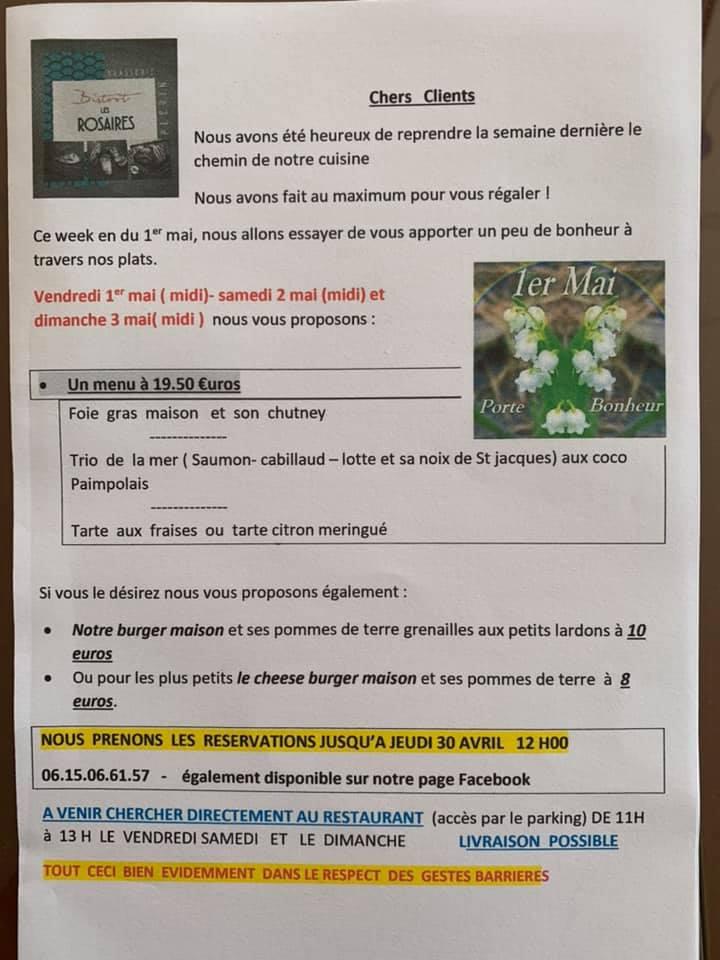 Menu au Les Rosaires restaurant, Plérin