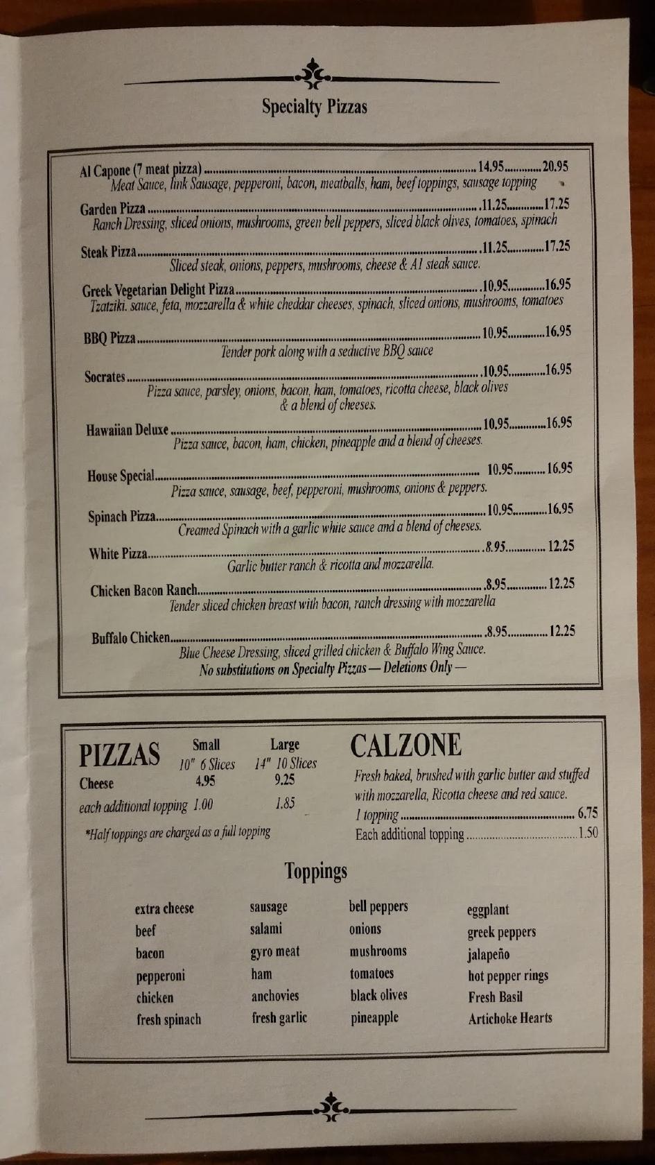 Menu at ABC Pizza pizzeria, Chiefland