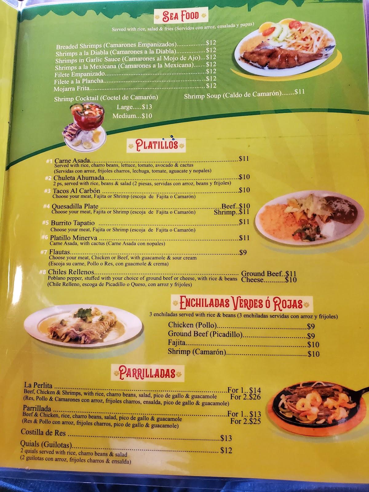 Menu at Tacos La Perlita restaurant, College Station