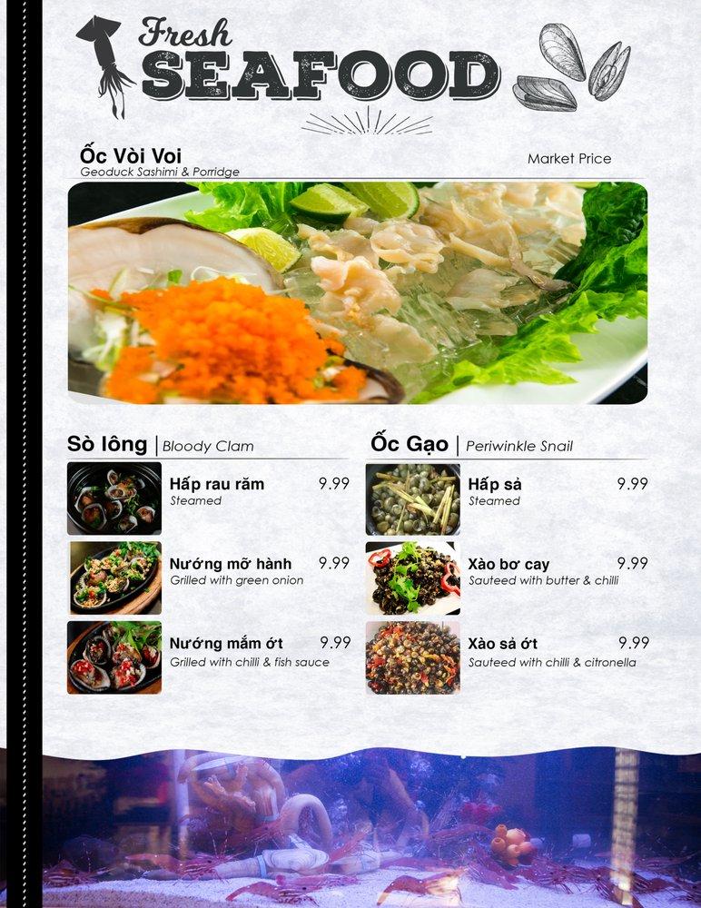 Menu at Tràm Chim Live King Crab restaurant, Westminster, Beach Blvd A