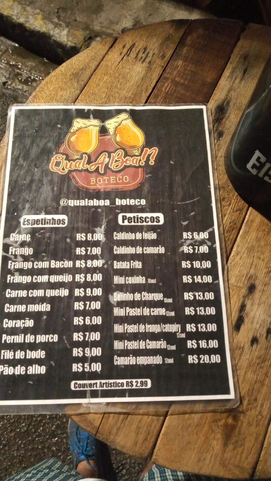 Carta Del Pub Y Bar Boteco Qual A Boa Recife