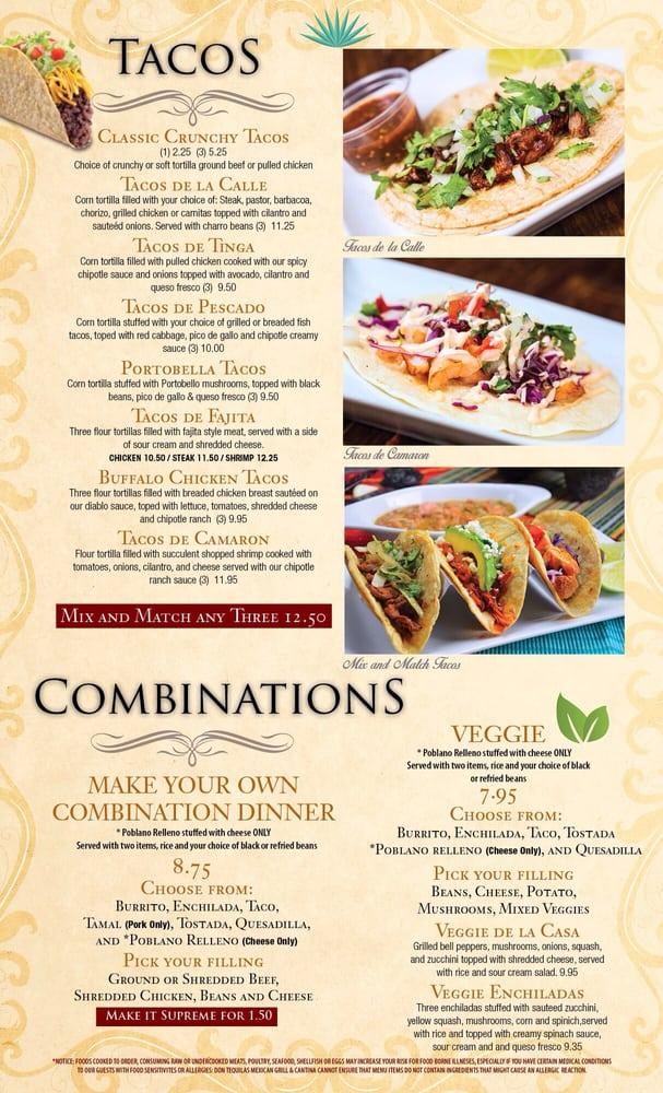 Menu at Don Tequilas Mexican Grill & Cantina pub & bar, Columbia, 114