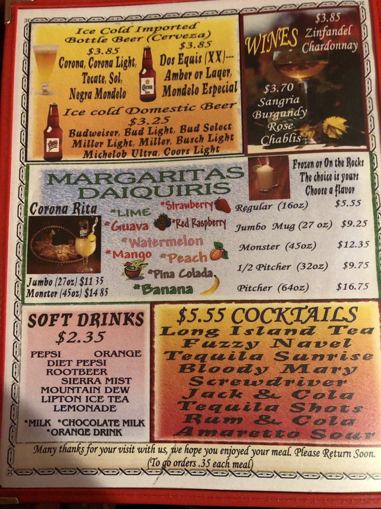 Menu at Casa Jalisco restaurant, Fort Madison