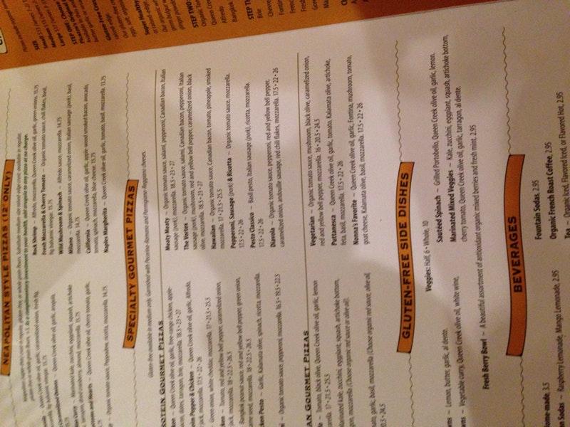 Menu at Picazzo's Healthy Italian Kitchen Flagstaff pizzeria, Flagstaff