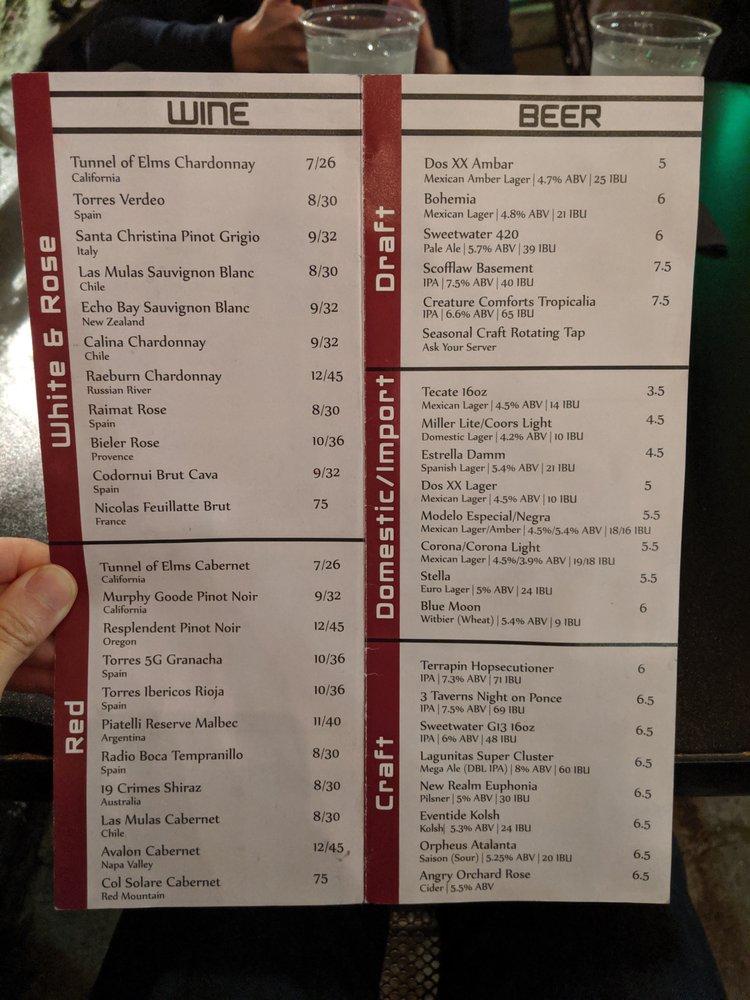 Menu at Bar.bacoa, Atlanta