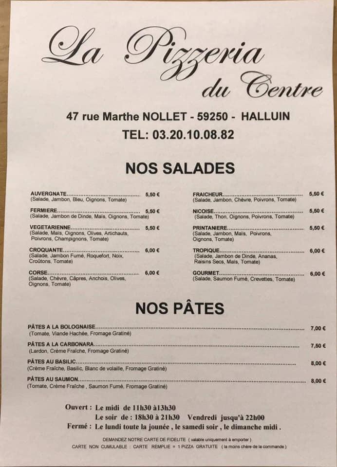 Menu au Papa gia pizza pizzeria, Halluin