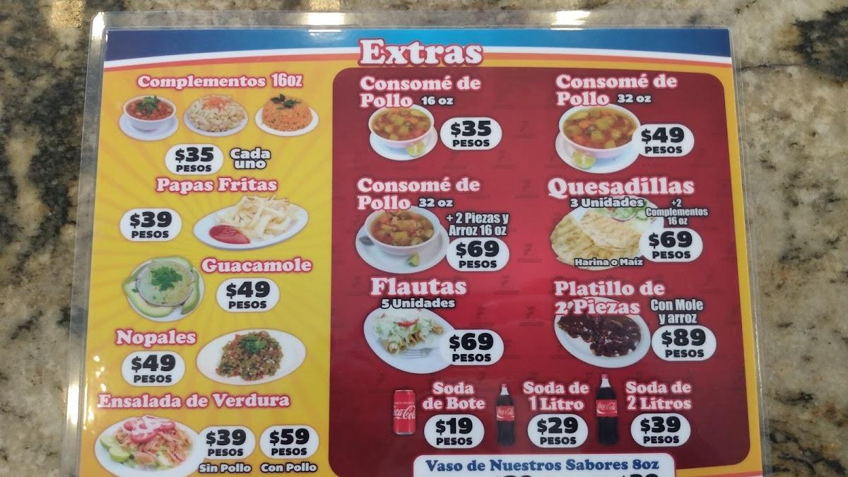 Carta del restaurante Rey del Pollo, Tijuana