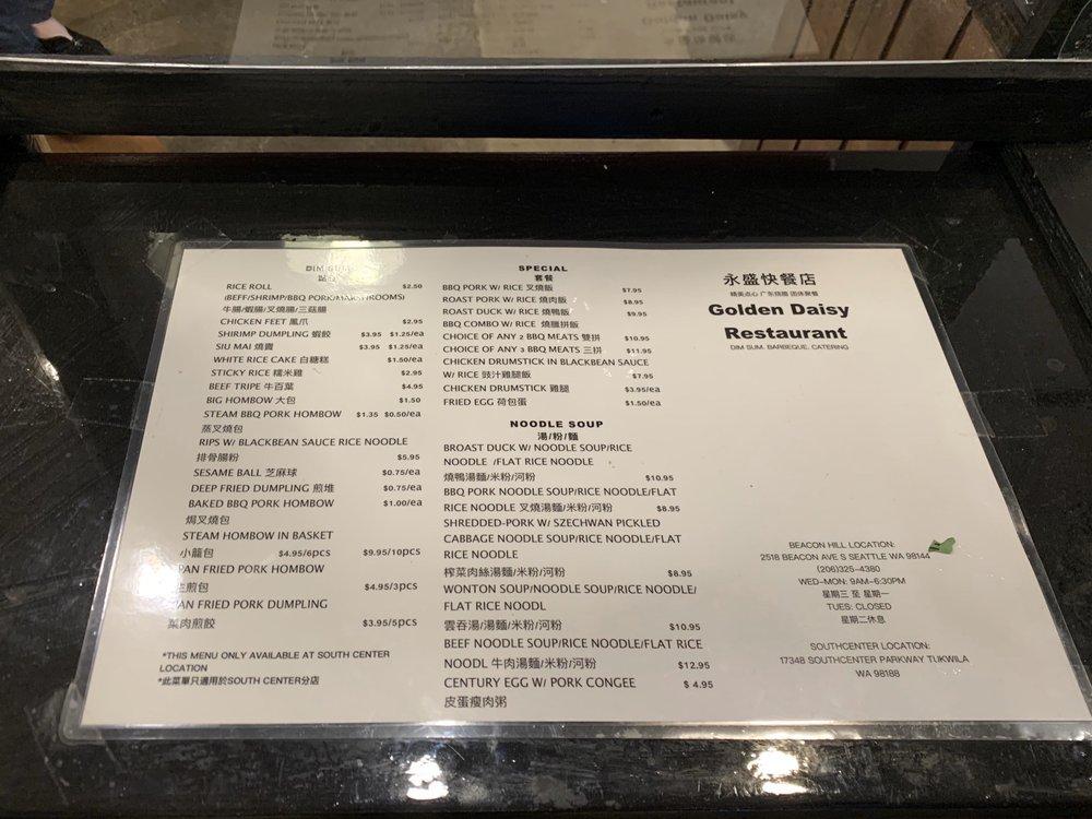 Menu at Golden Daisy Restaurant, Tukwila
