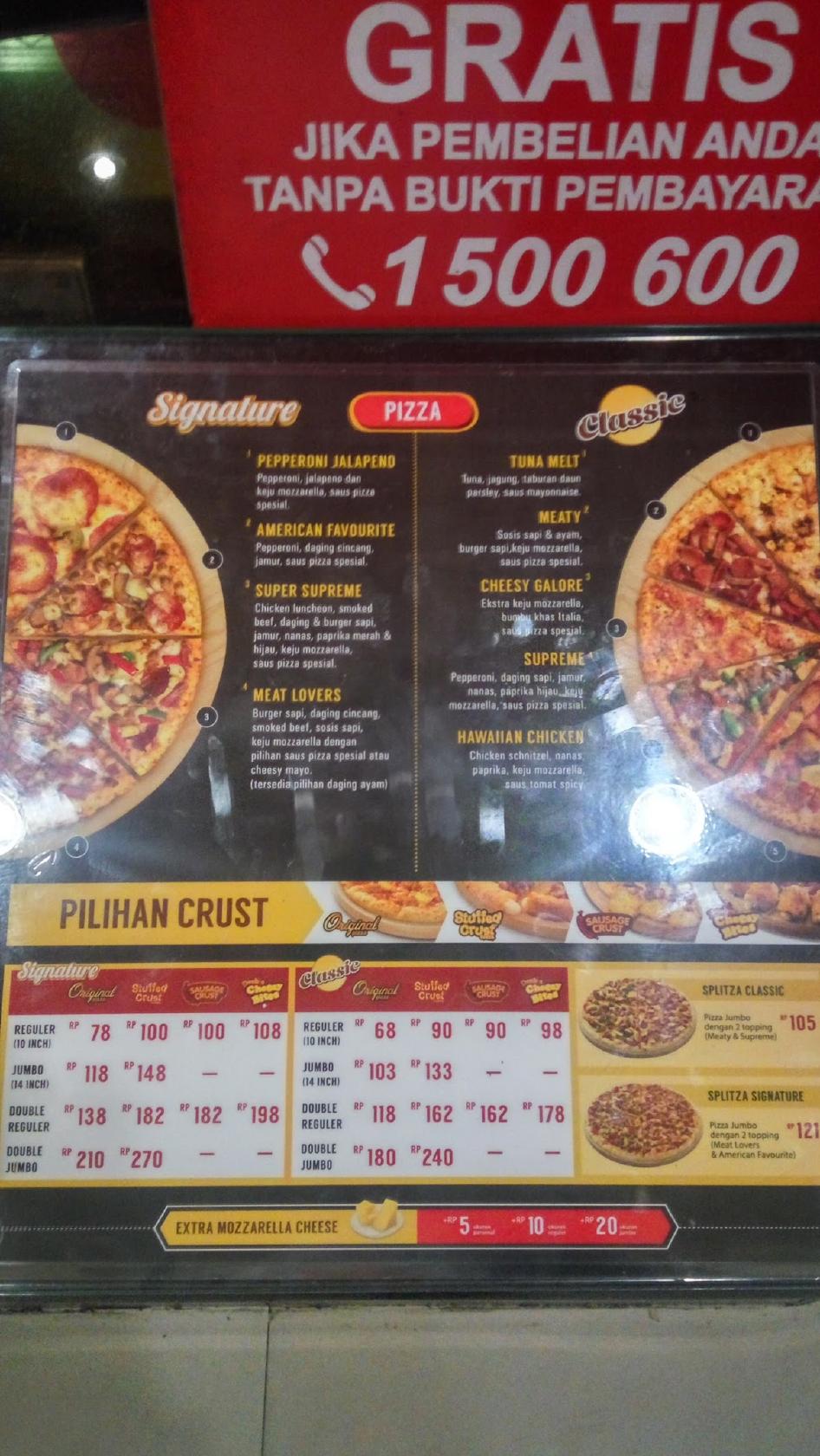 Menu at Pizza Hut Delivery PHD Indonesia pizzeria, West Jakarta, Jl