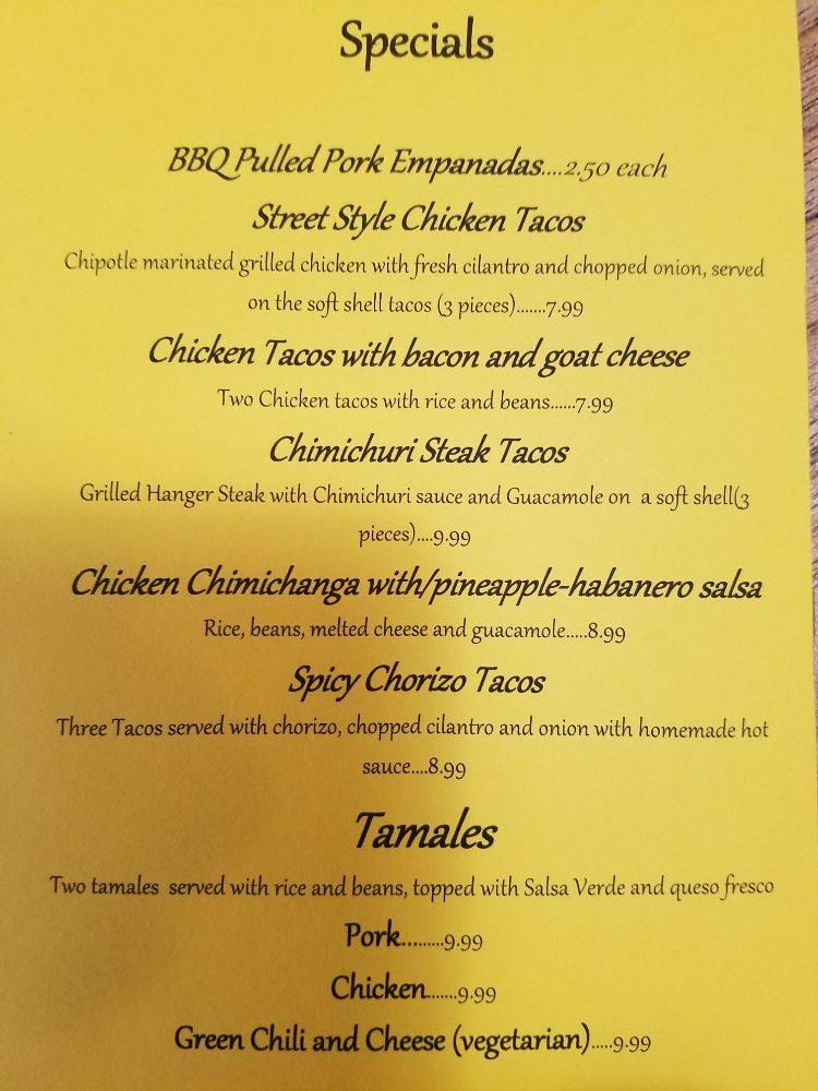 Menu at Fresh Tortillas Bar & Grill, Phillipsburg