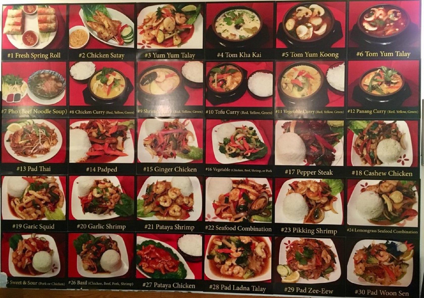 Menu at Pataya Sushi restaurant, Wasilla