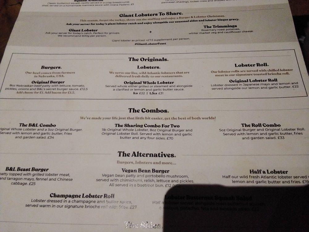 Menu at Burger & Lobster Leicester Square restaurant, London, 10 Wardour St