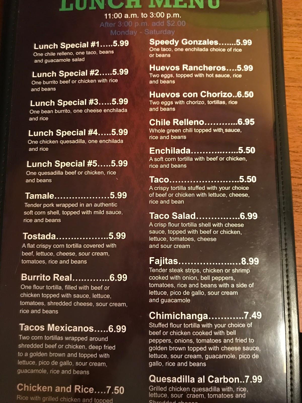 Menu at El Coyote Mexican Restaurant, Gurley, Hwy 72 E