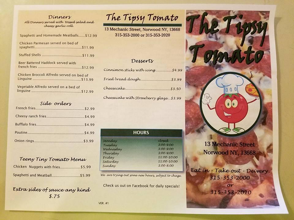 the tipsy tomato bar and kitchen menu