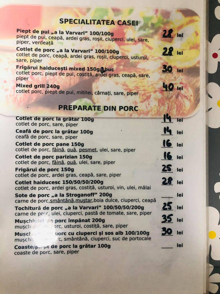 Menu de Varvari Pub