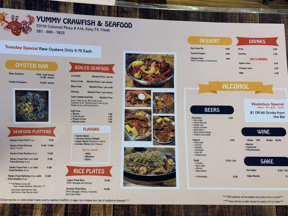 Menu at Yummy Seafood & Oyster Bar, Katy