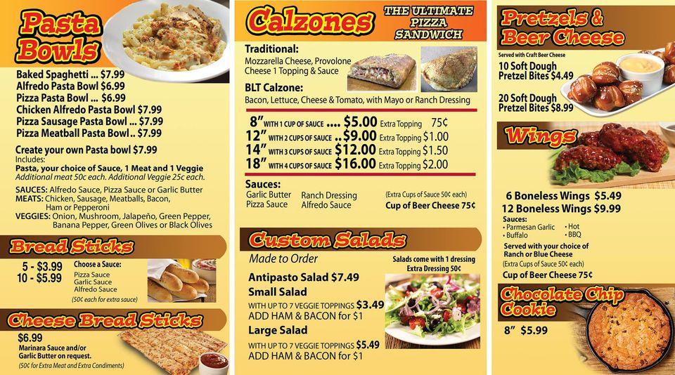 Menu at Maka Mia Pizza LLC restaurant, Parkersburg