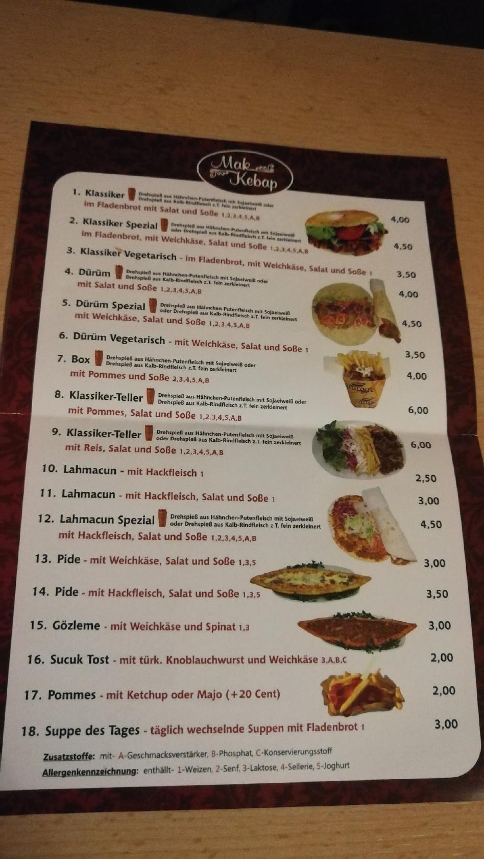 Speisekarte von Mak Kebab pub & Bar, Marktredwitz