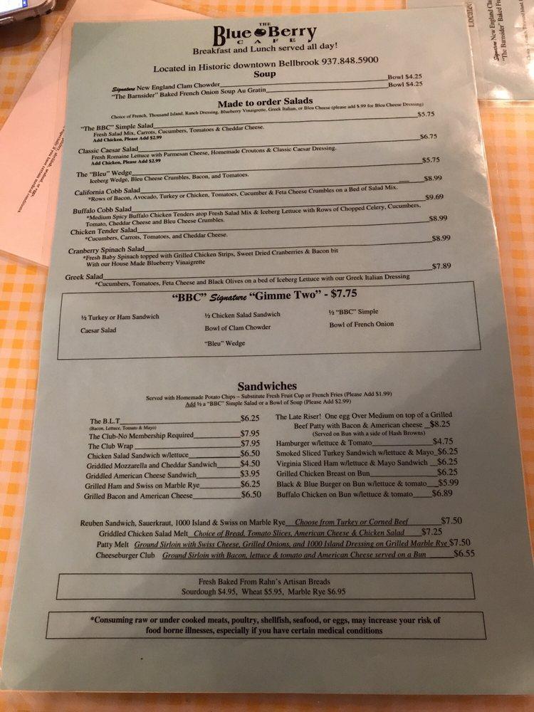 Menu at The Blue Berry Café Bellbrook desserts, Bellbrook