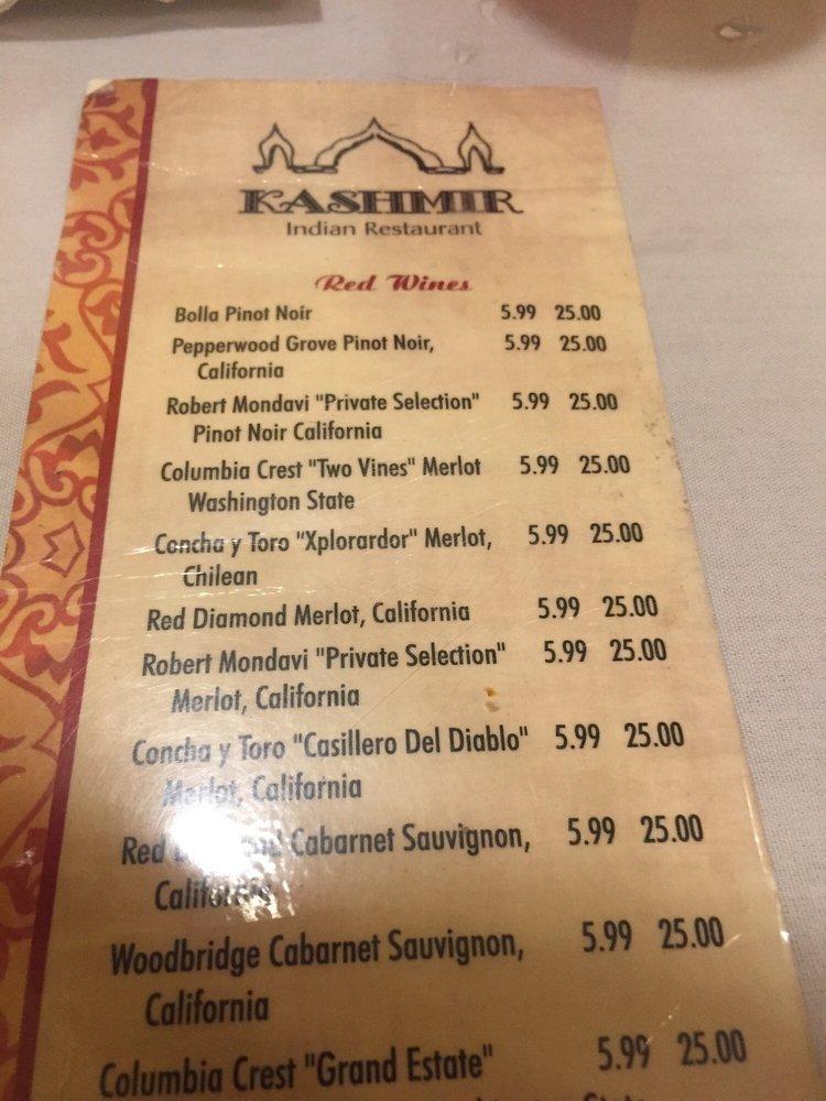 Menu at Kashmir Indian Restaurant, Louisville, Bardstown Rd