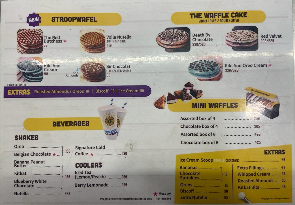 Menu at The Belgian Waffle Co., Vadodara, No1